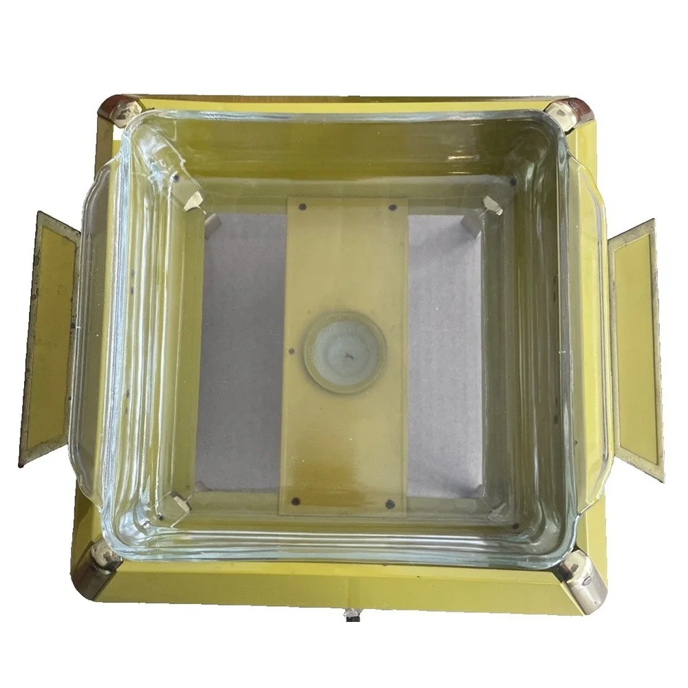 VTG Anchor Hocking Fire King Atomic Gold Yellow Chafing‎ Dish/Carrier w/candle